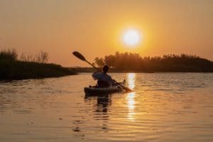 kayaking sunset