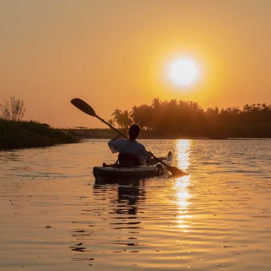 kayaking sunset