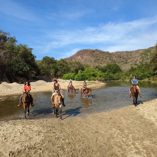 crossing river by horse