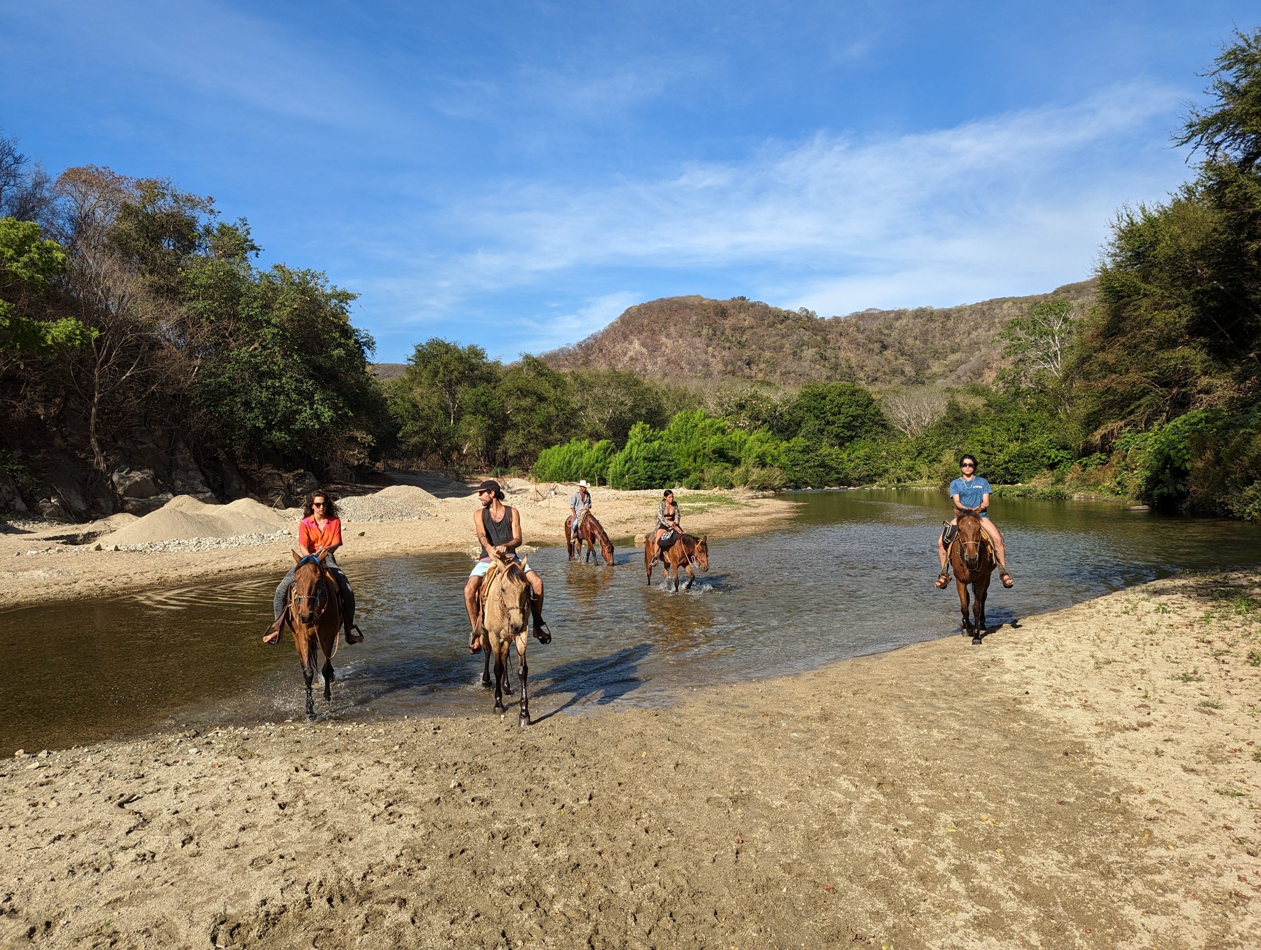 crossing river by horse